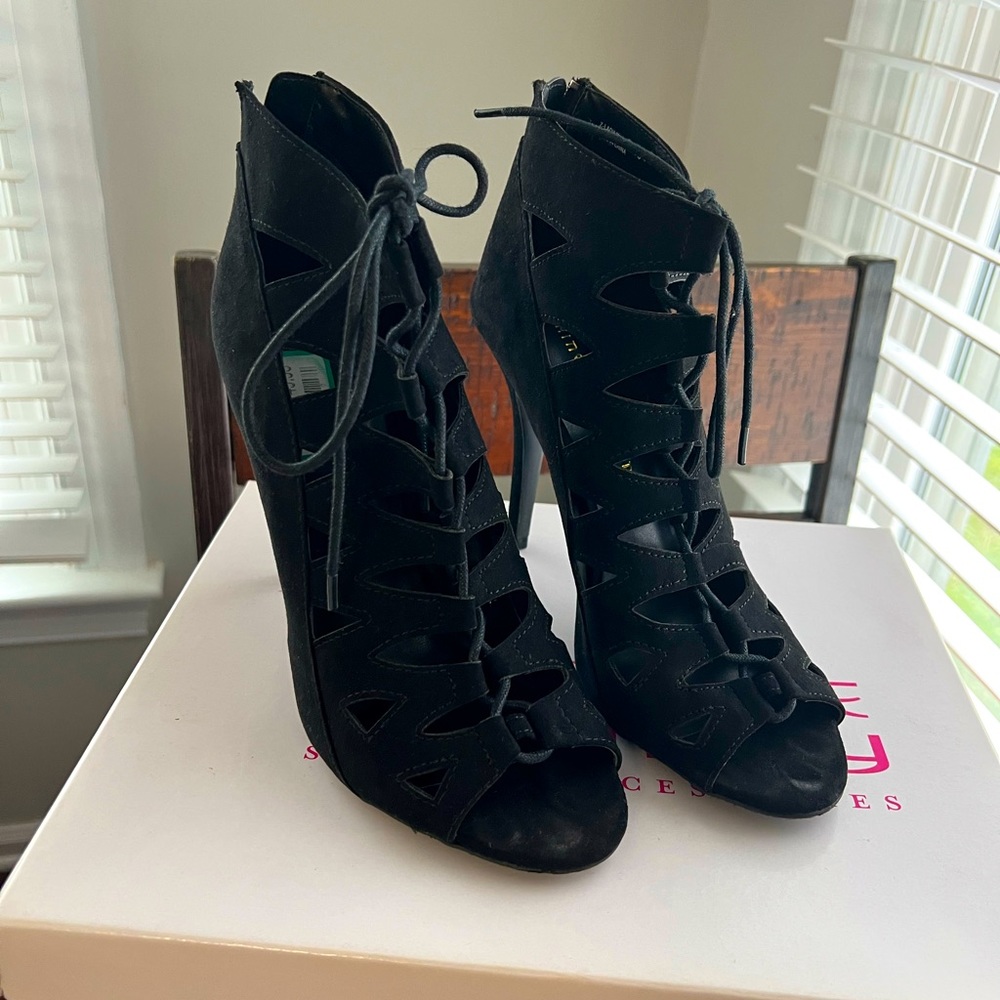 Suede Black Heel